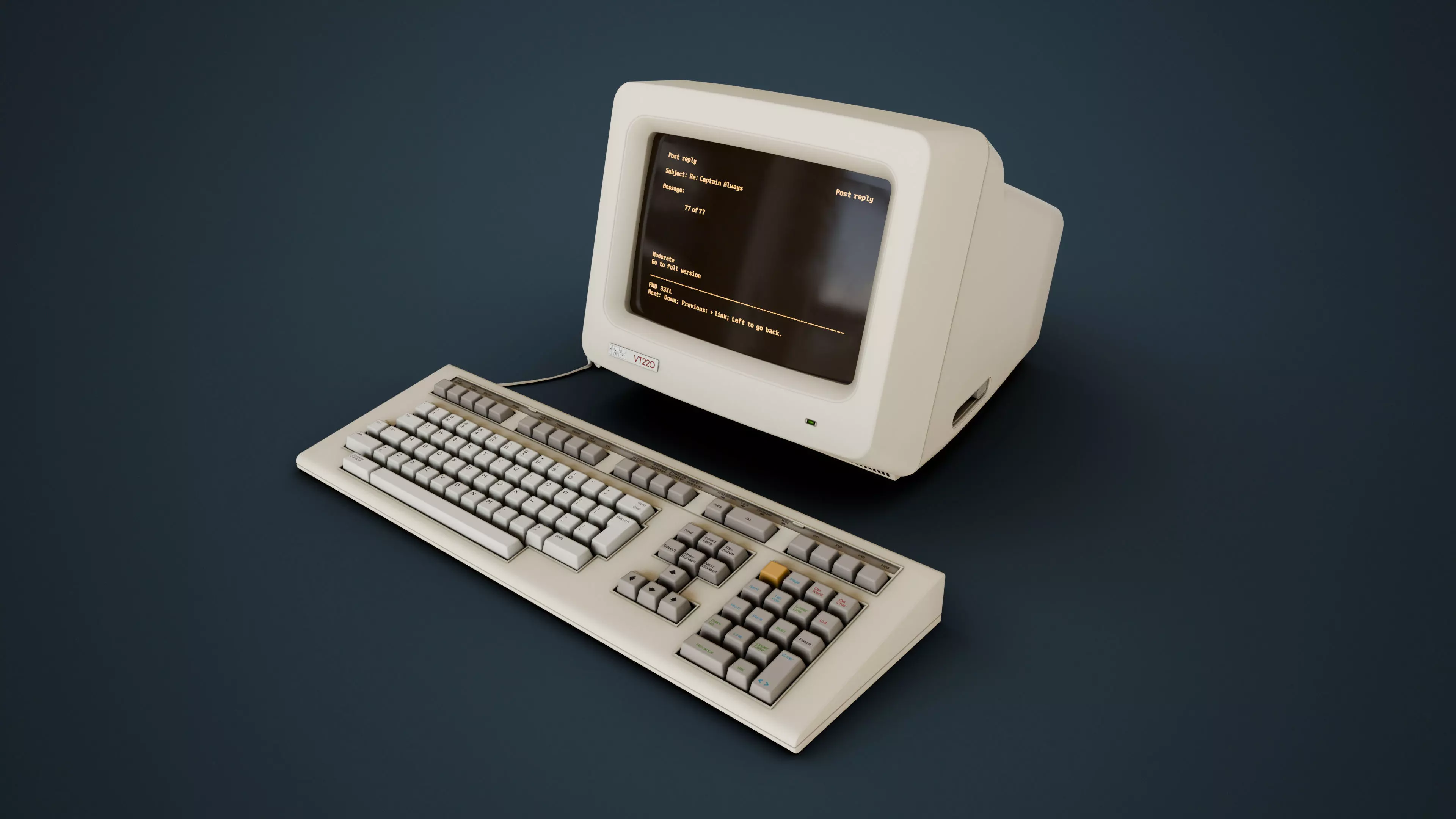 DEC VT220 - Retro Computer Low-poly 3D model_3