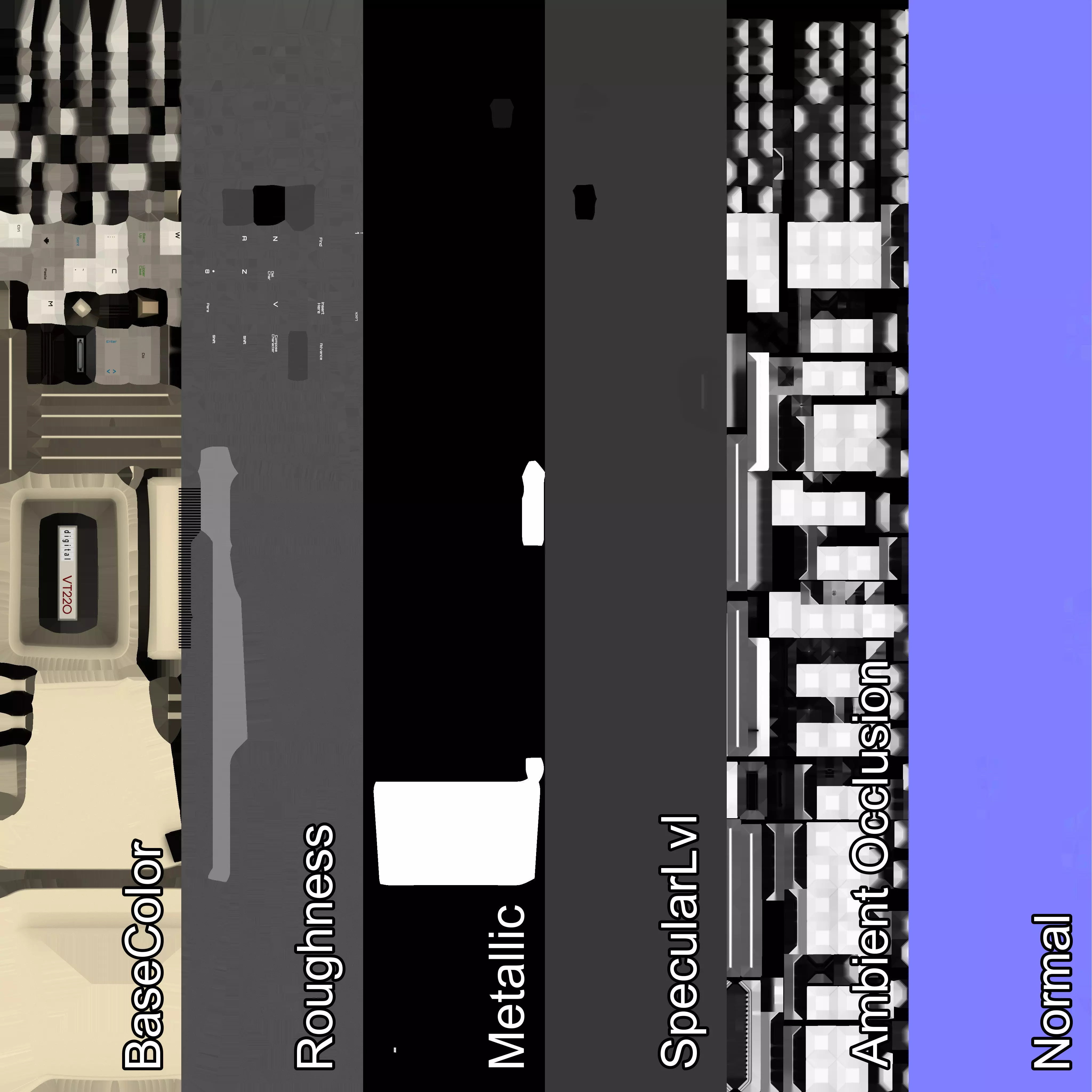 DEC VT220 - Retro Computer Low-poly 3D model_14