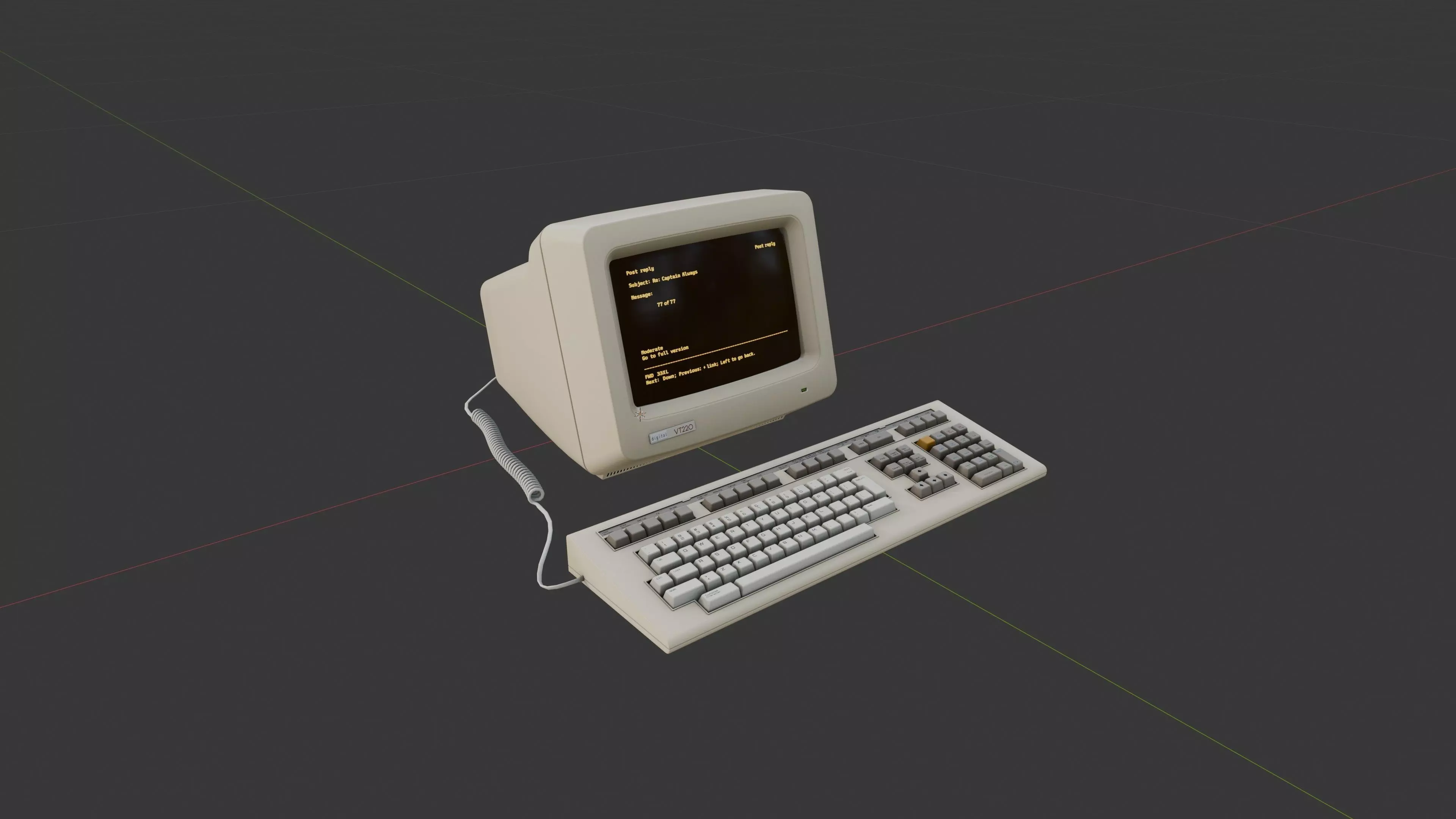 DEC VT220 - Retro Computer Low-poly 3D model_10