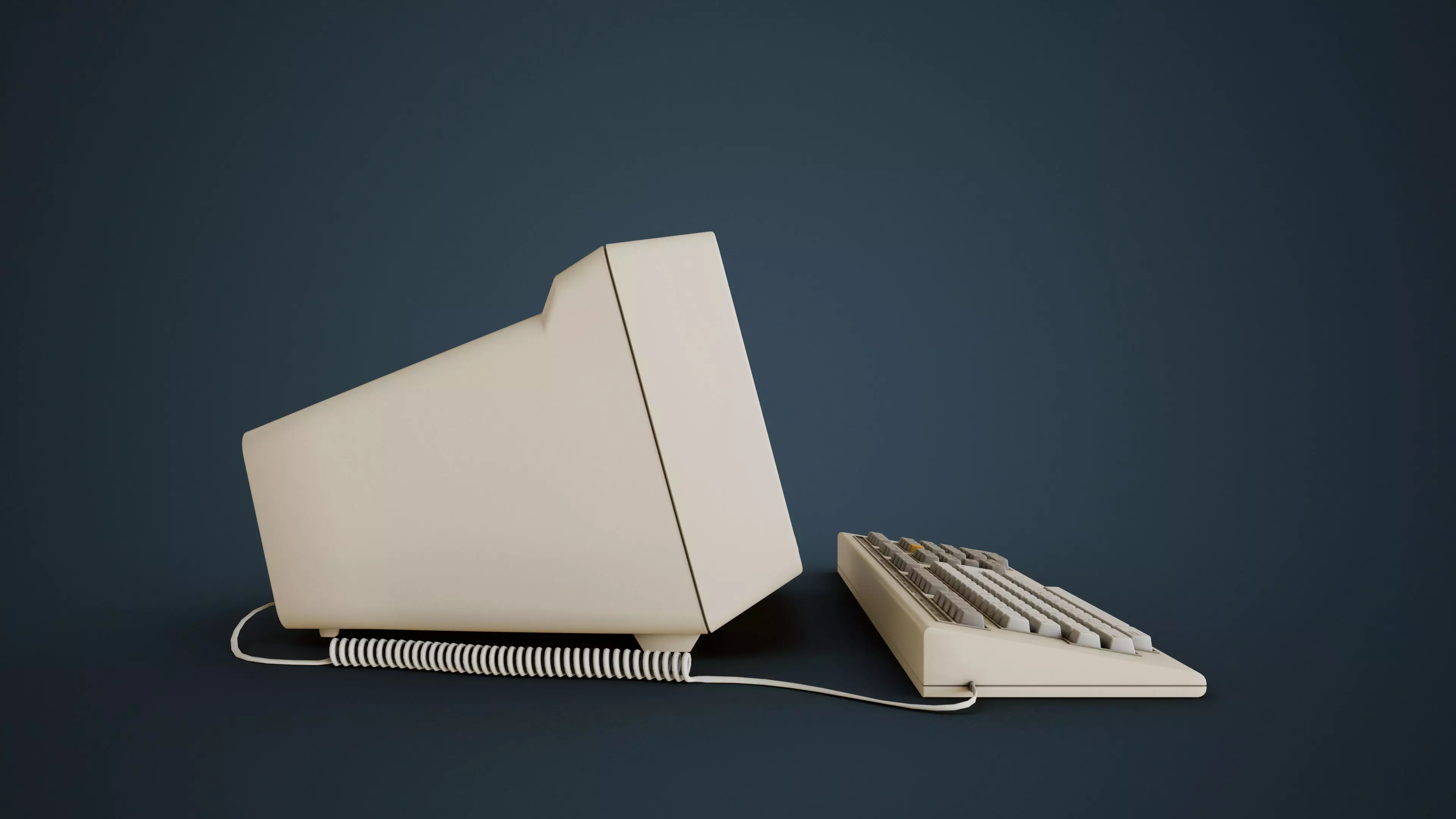 DEC VT220 - Retro Computer Low-poly 3D model_7