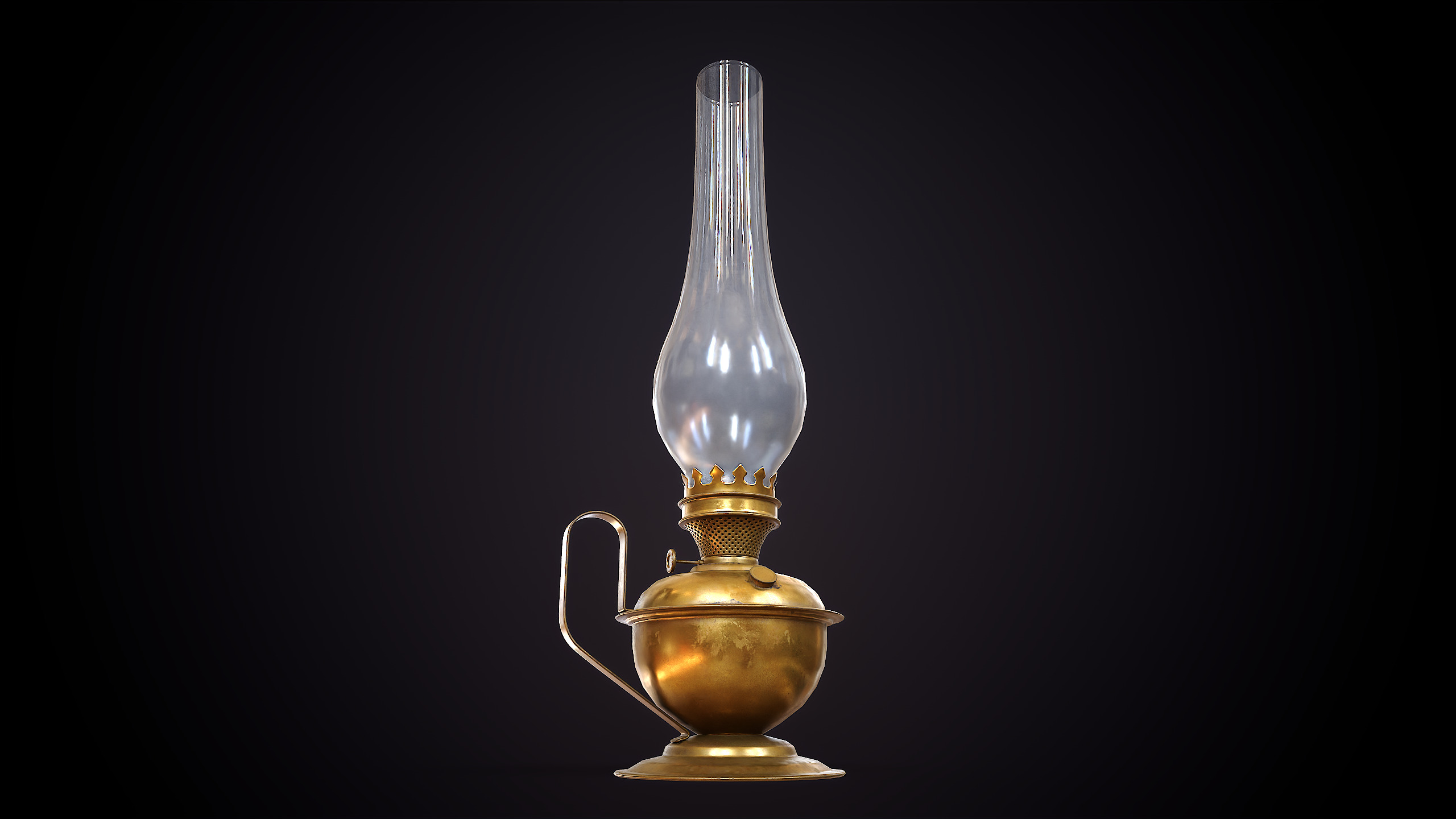 Vintage Kerosene Lamp Low-poly 3D model_5