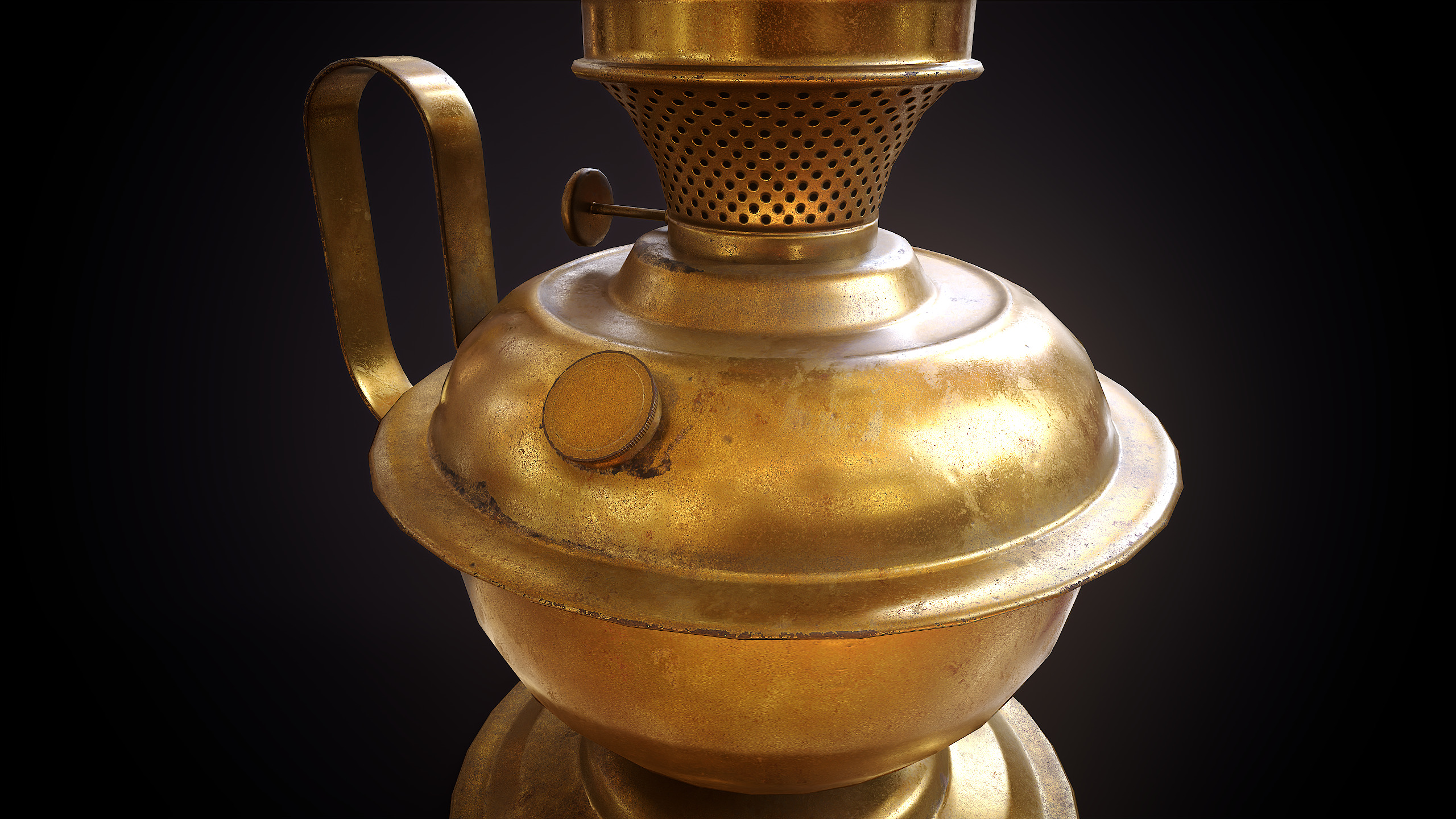 Vintage Kerosene Lamp Low-poly 3D model_8
