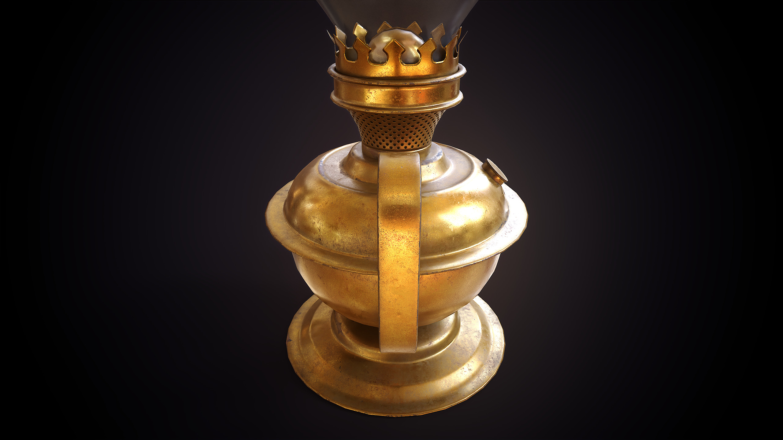 Vintage Kerosene Lamp Low-poly 3D model_6
