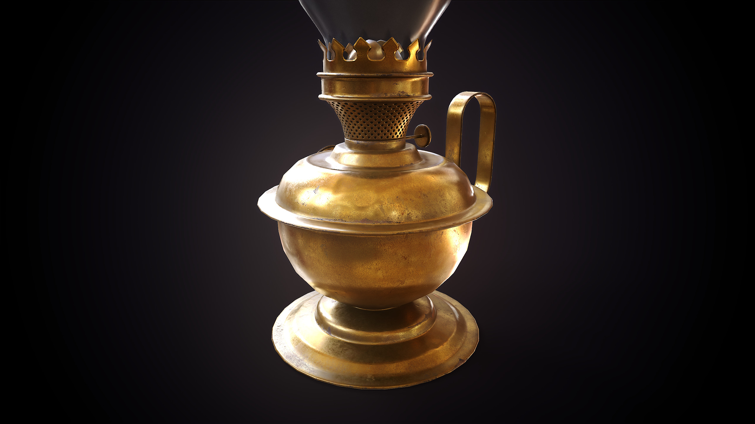 Vintage Kerosene Lamp Low-poly 3D model_4