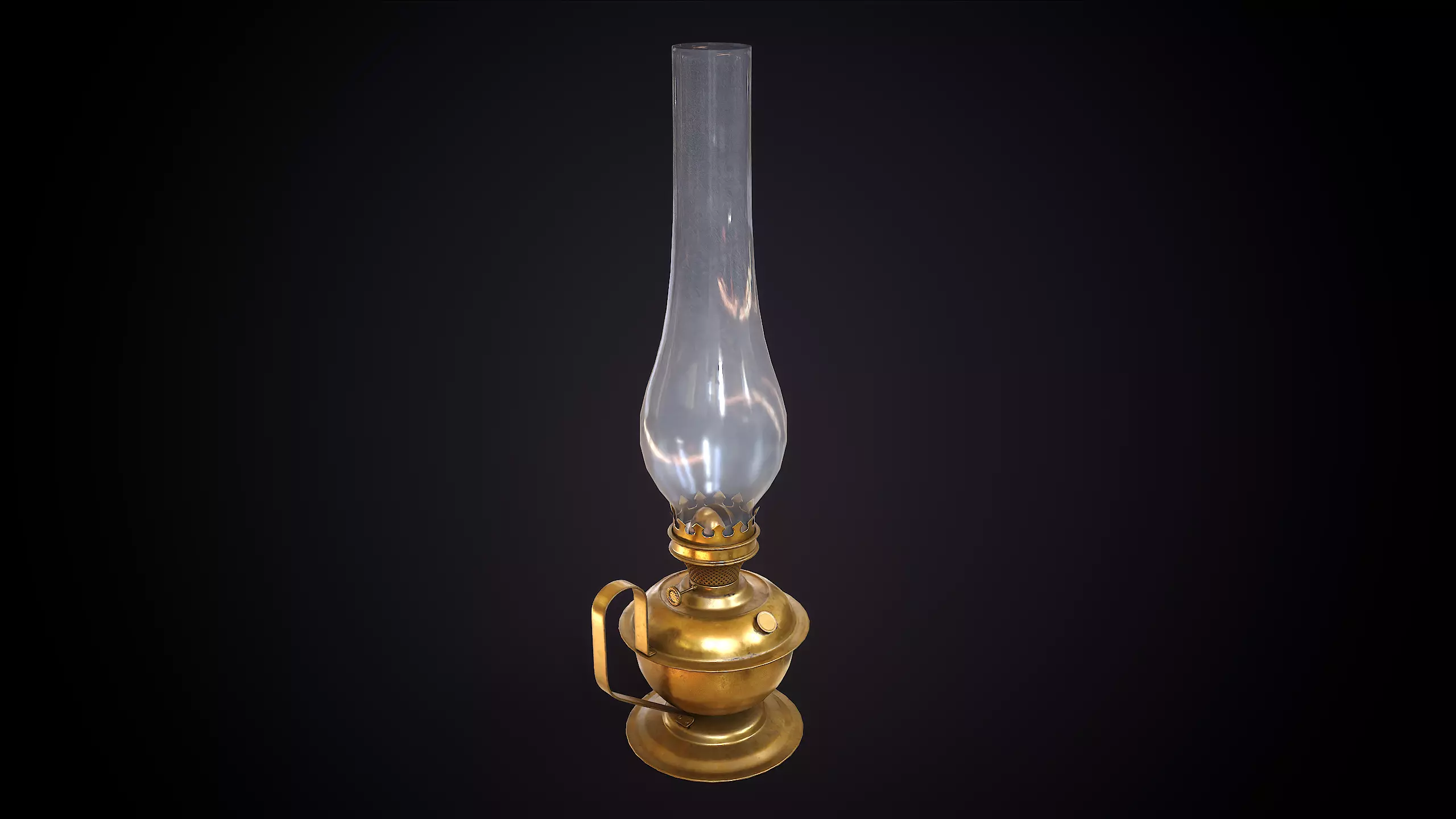 Vintage Kerosene Lamp Low-poly 3D model_0