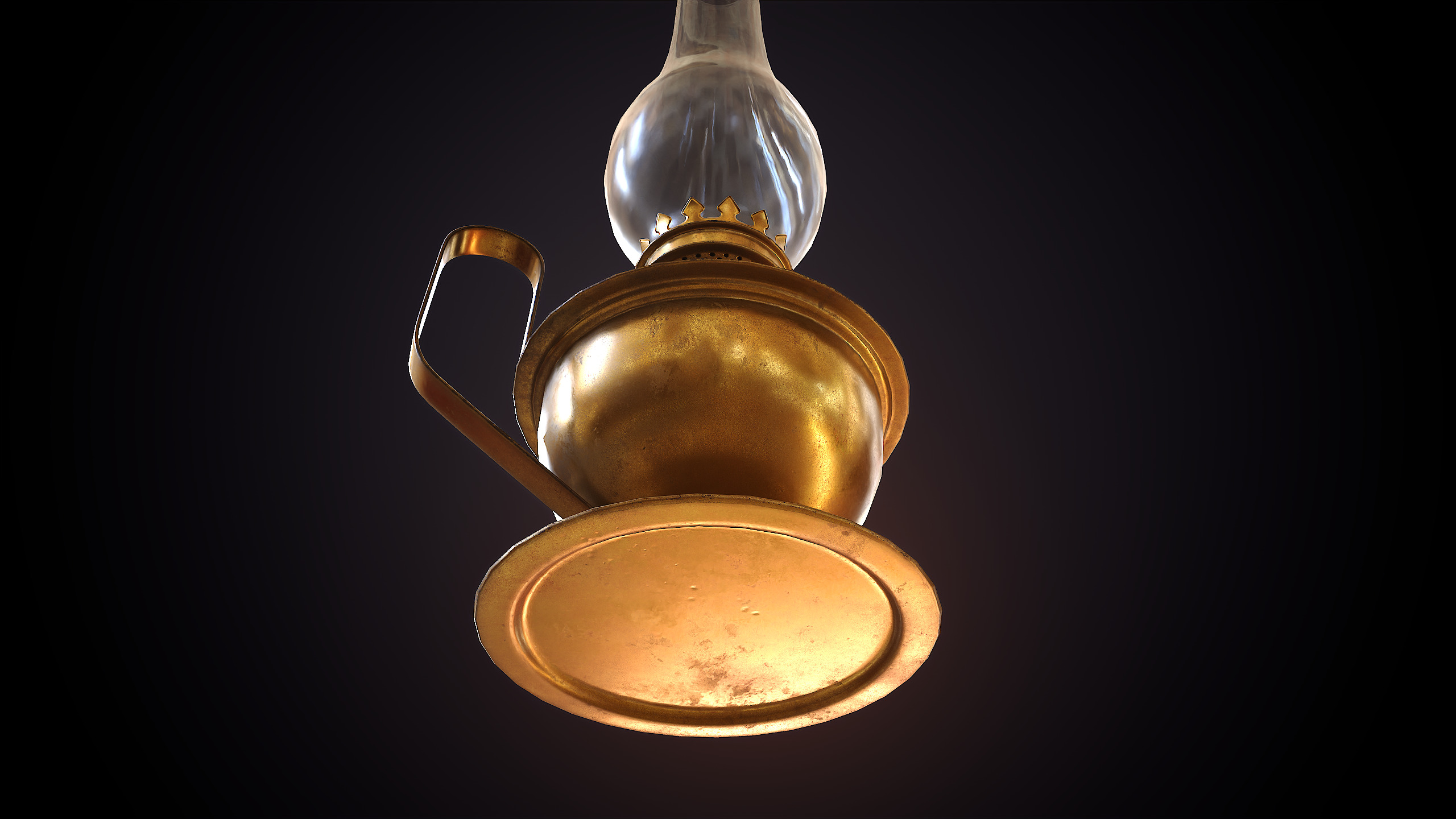 Vintage Kerosene Lamp Low-poly 3D model_11