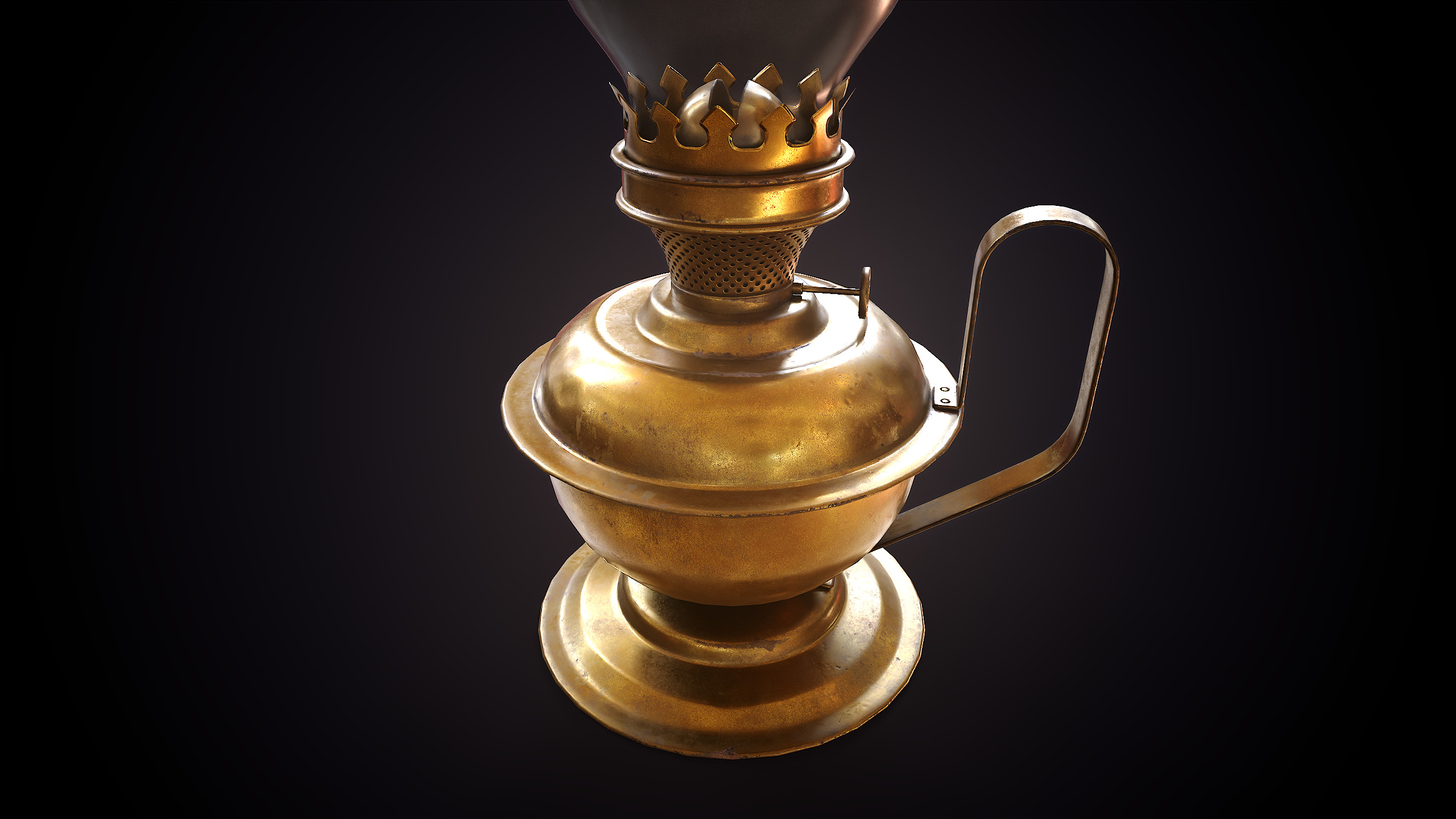 Vintage Kerosene Lamp Low-poly 3D model_7