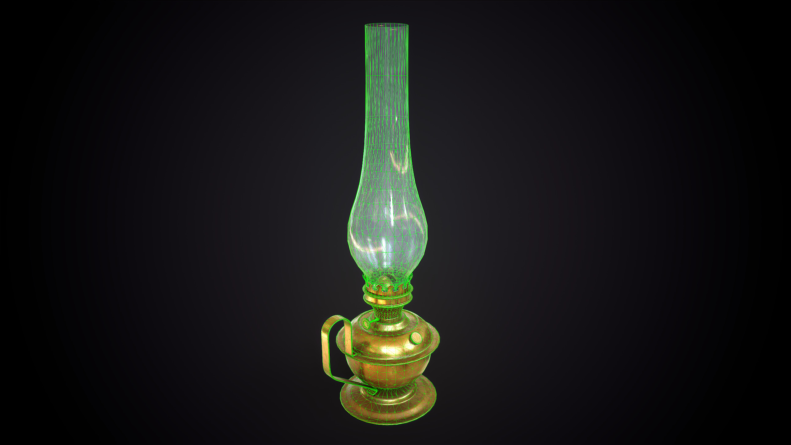 Vintage Kerosene Lamp Low-poly 3D model_12
