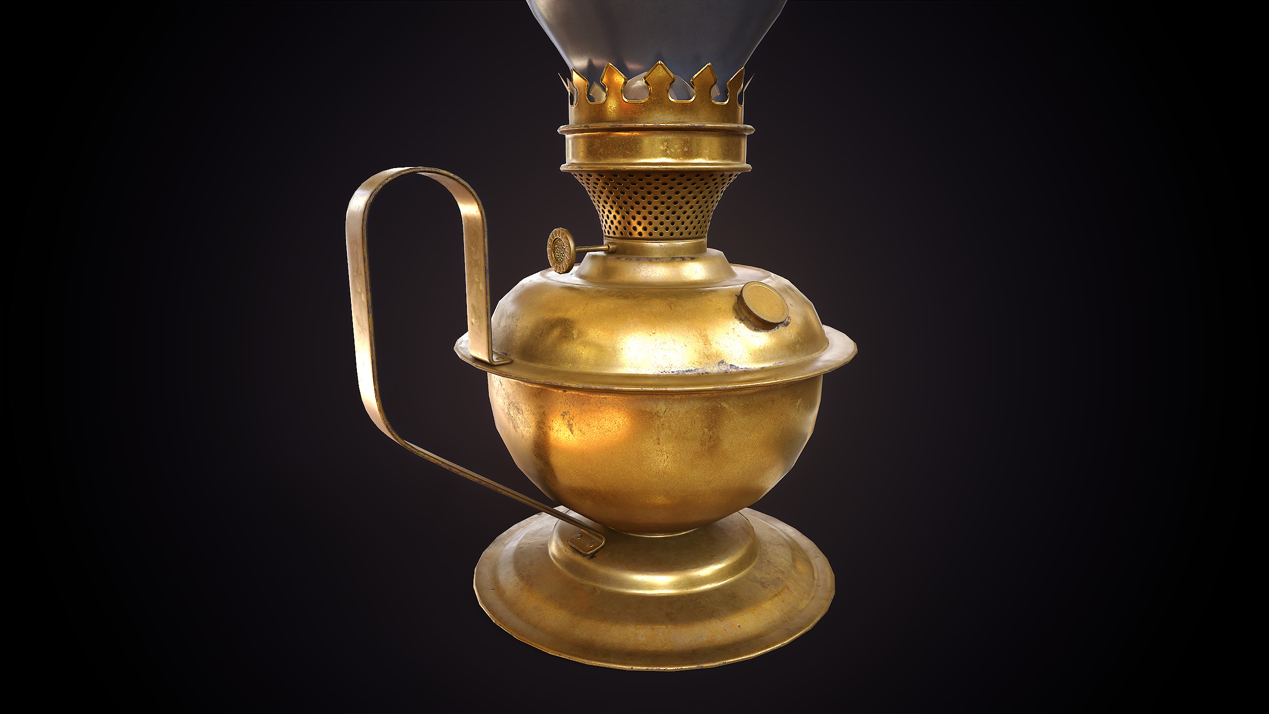 Vintage Kerosene Lamp Low-poly 3D model_1