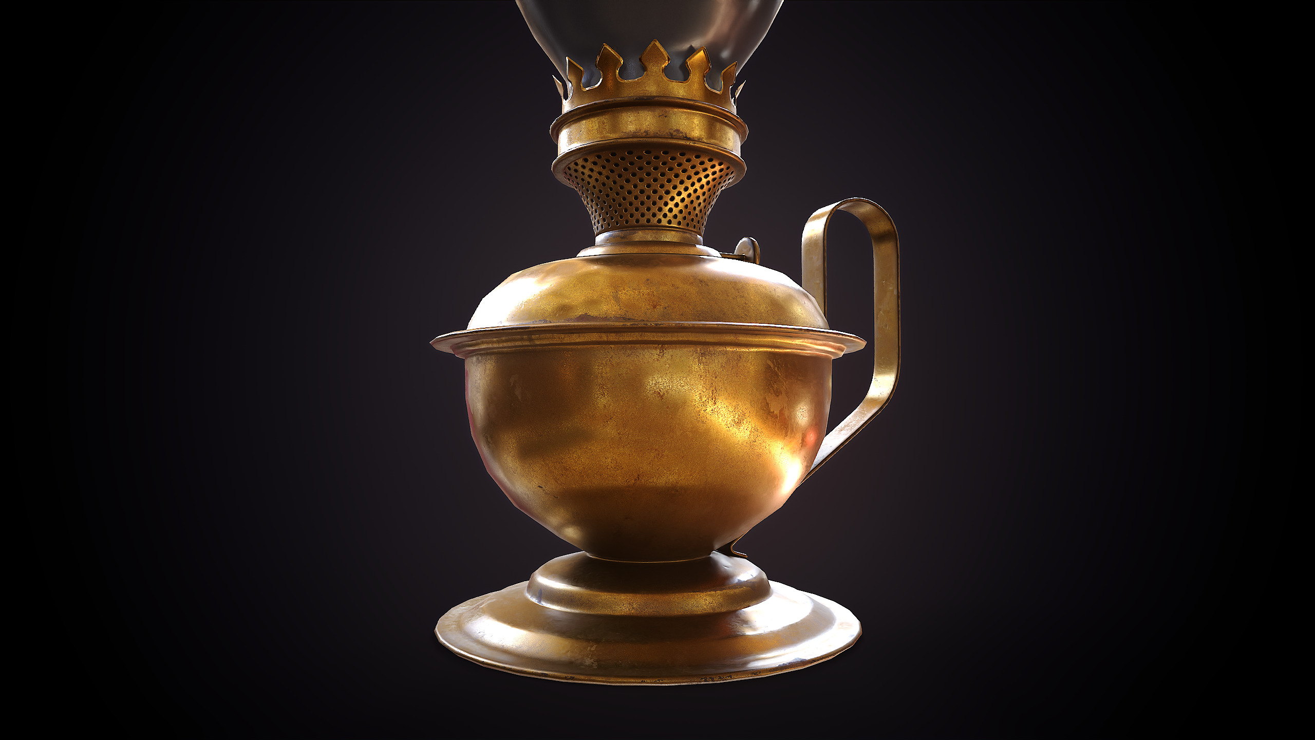 Vintage Kerosene Lamp Low-poly 3D model_3