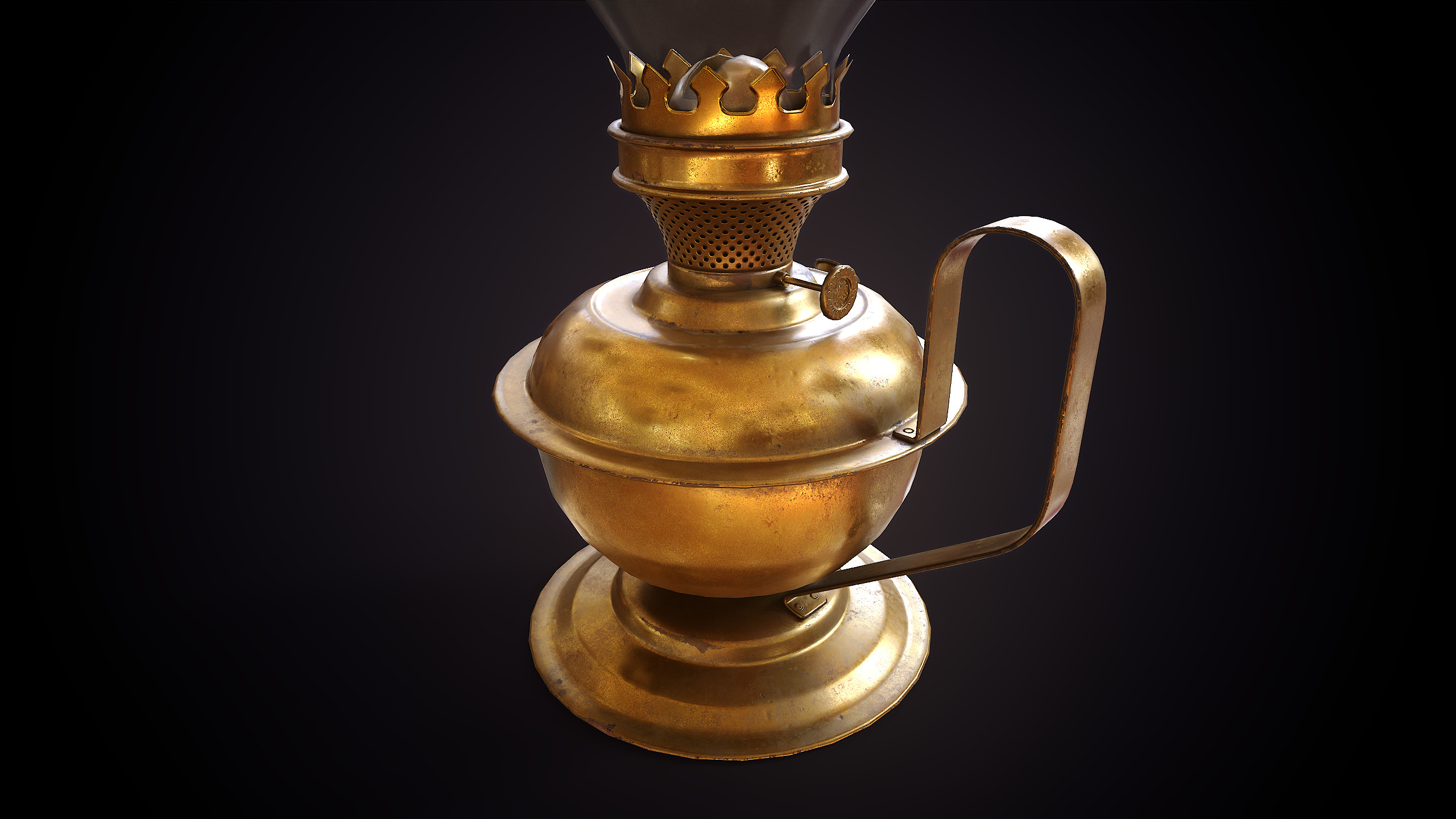 Vintage Kerosene Lamp Low-poly 3D model_2