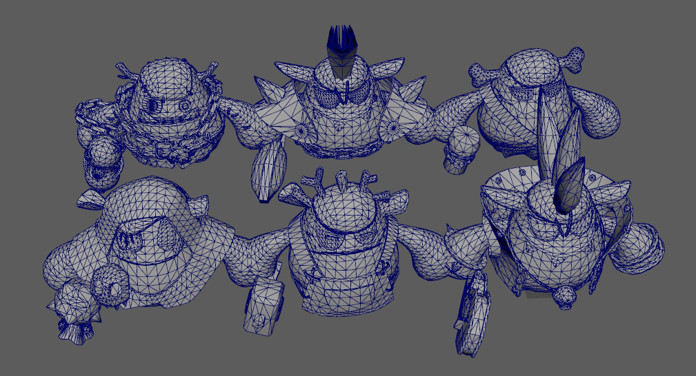 six stylish cartoon character with skeletal skin Low-poly 3D model_16