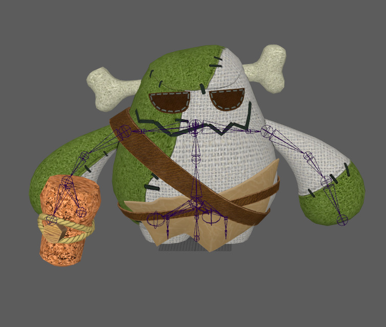 six stylish cartoon character with skeletal skin Low-poly 3D model_12