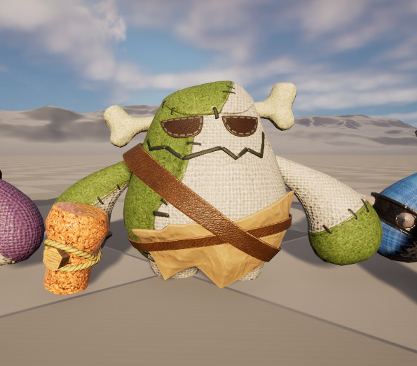 six stylish cartoon character with skeletal skin Low-poly 3D model_3