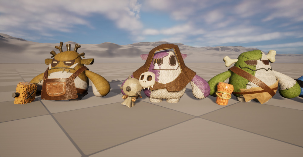 six stylish cartoon character with skeletal skin Low-poly 3D model_1