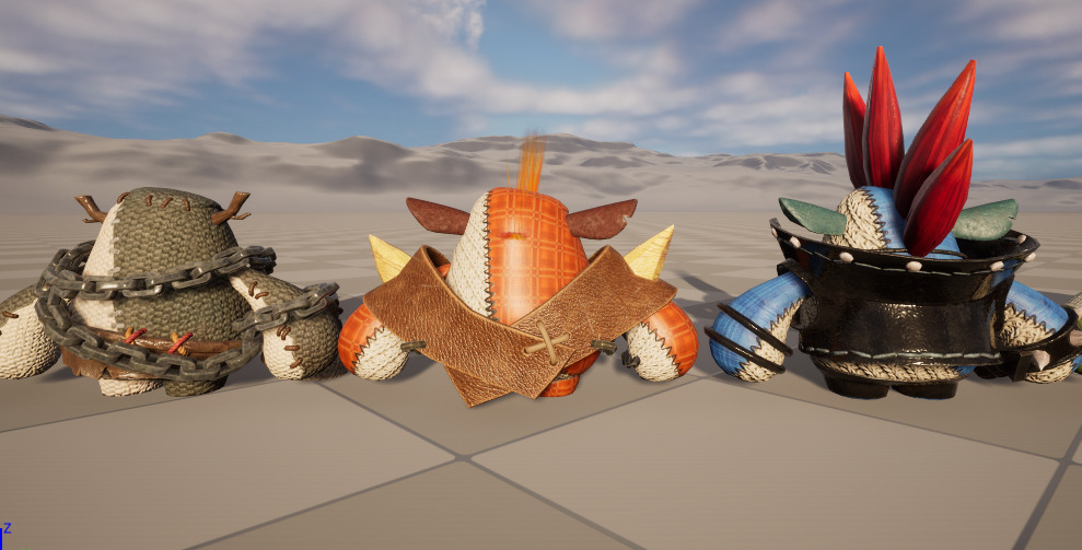 six stylish cartoon character with skeletal skin Low-poly 3D model_9