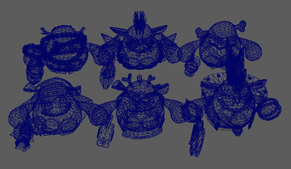 six stylish cartoon character with skeletal skin Low-poly 3D model_17