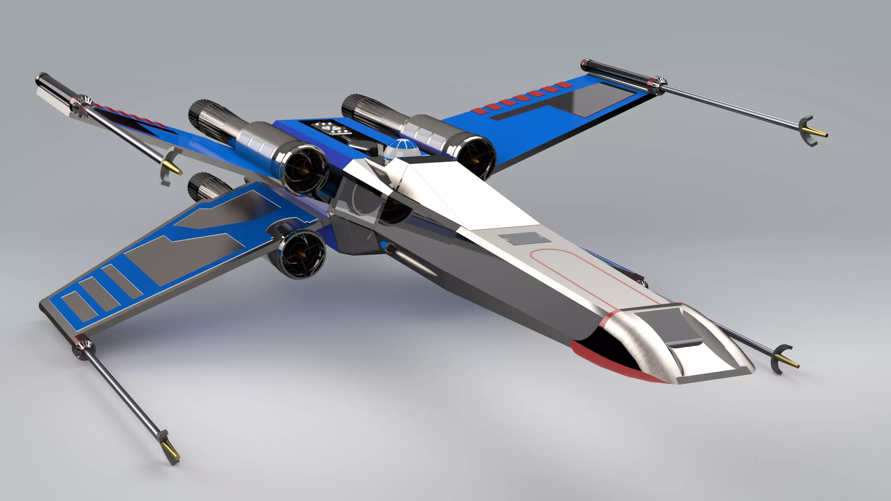 Futuristic Space Fighter Jet with Split Wings Sci-Fi Model 3D model