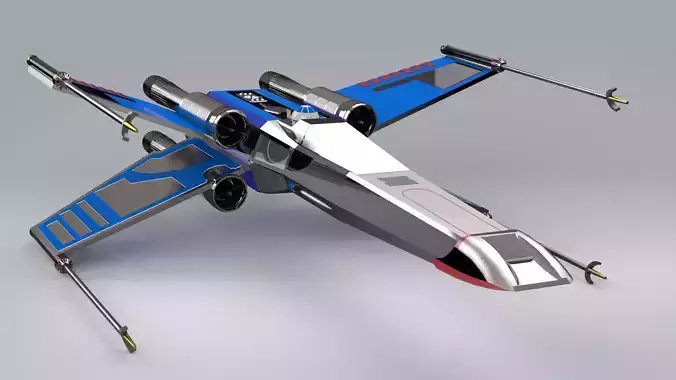 Futuristic Space Fighter Jet with Split Wings  Sci-Fi Model