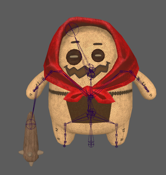 Seven stylized cartoon potatoes with skeletal skins Low-poly 3D model_9