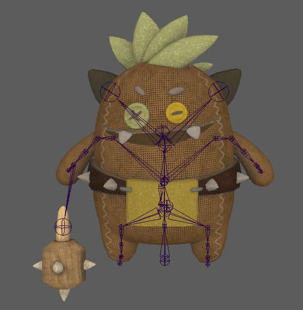 Seven stylized cartoon potatoes with skeletal skins Low-poly 3D model_7