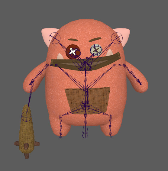 Seven stylized cartoon potatoes with skeletal skins Low-poly 3D model_3