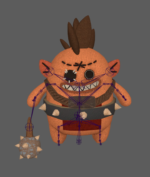 Seven stylized cartoon potatoes with skeletal skins Low-poly 3D model_5