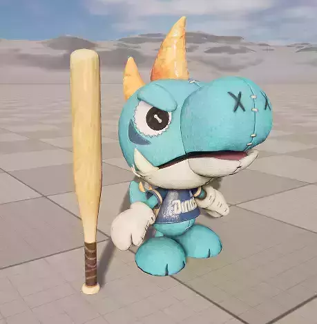 Stylish cartoon dinosaur with skeletal skin