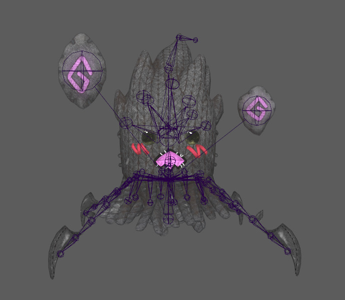 Stylish cartoon monster squid tentacles  skeletal skin Low-poly 3D model_4