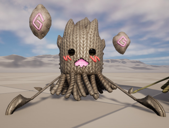 Stylish cartoon monster squid tentacles  skeletal skin Low-poly 3D model_1