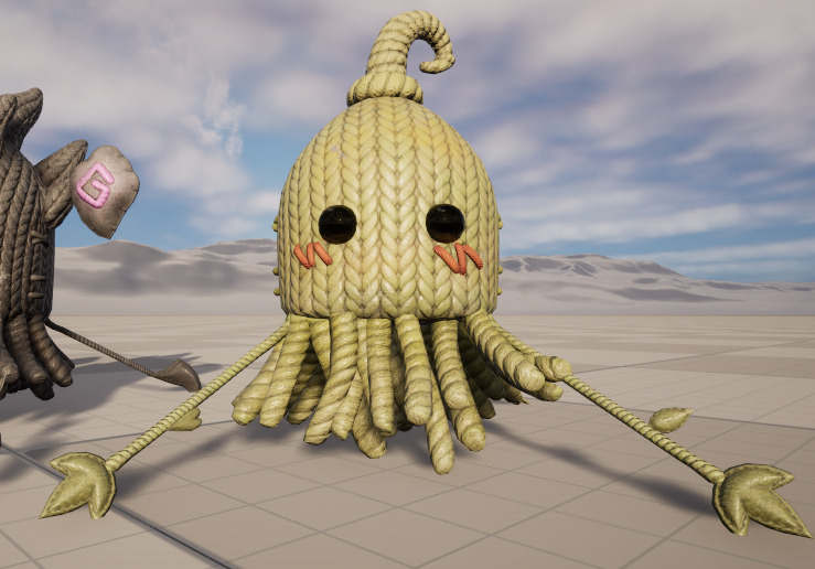 Stylish cartoon monster squid tentacles  skeletal skin Low-poly 3D model_2