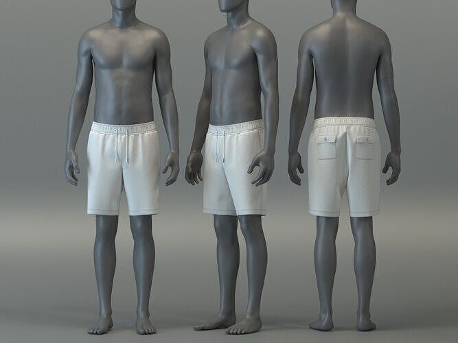 Twill Drawstring Shorts 3D model