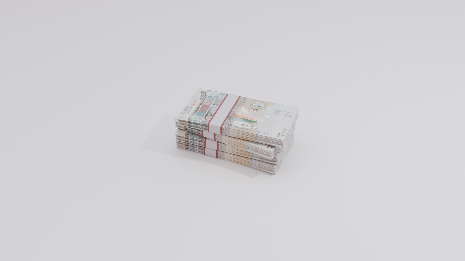 1 Kuwait Kuwaiti Dinar Currency Low-poly 3D model_4