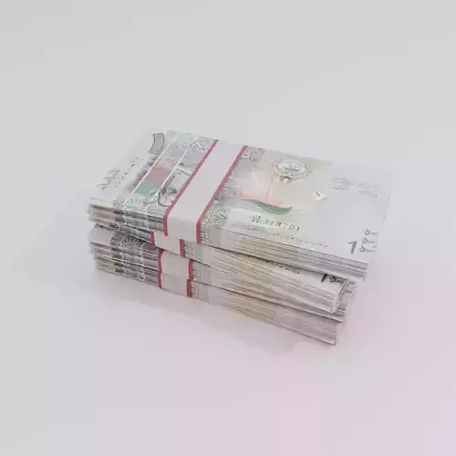 1 Kuwait Kuwaiti Dinar Currency Low-poly 3D model