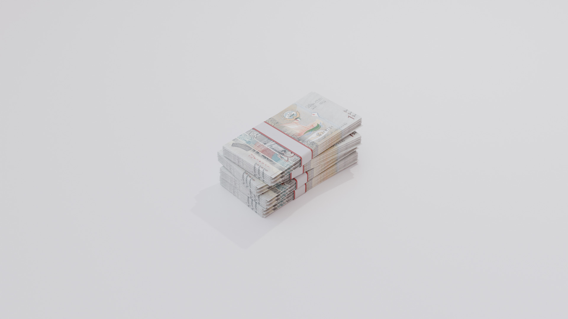 1 Kuwait Kuwaiti Dinar Currency Low-poly 3D model_5