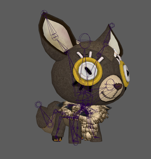 Six stylized cartoon wide eared foxes and deer  skeletal skin Low-poly 3D model_5