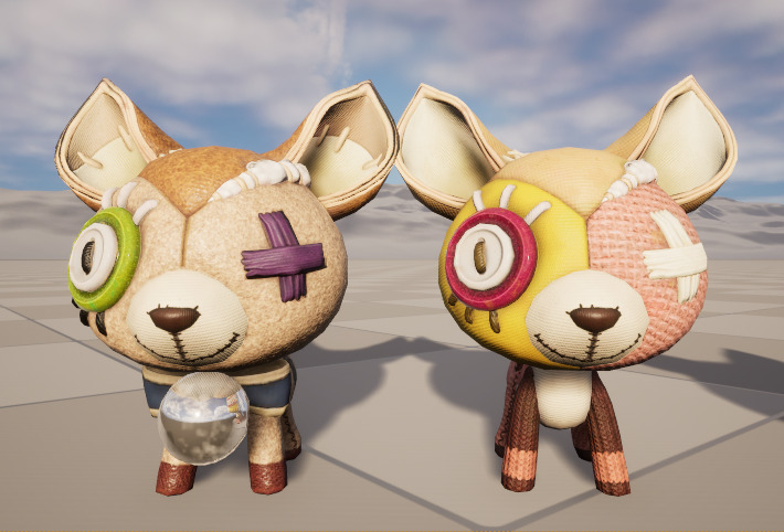 Six stylized cartoon wide eared foxes and deer  skeletal skin Low-poly 3D model_2