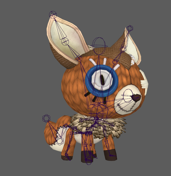 Six stylized cartoon wide eared foxes and deer  skeletal skin Low-poly 3D model_7