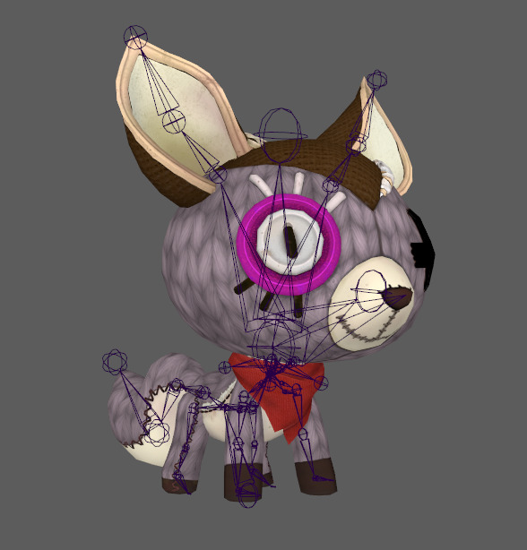 Six stylized cartoon wide eared foxes and deer  skeletal skin Low-poly 3D model_6