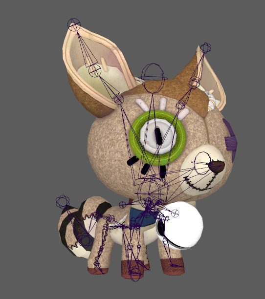 Six stylized cartoon wide eared foxes and deer  skeletal skin Low-poly 3D model_4