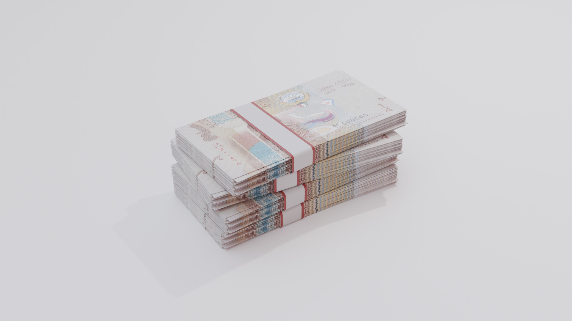 1-4 Kuwait Kuwaiti Dinar Currency Low-poly 3D model_2