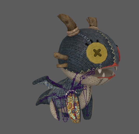 Four stylized small fire dragon dinosaurs with skeletal skin Low-poly 3D model_8