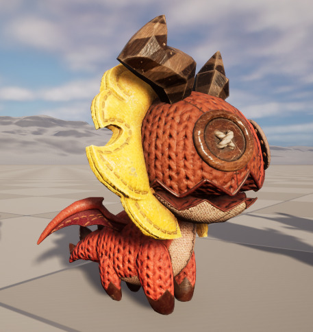 Four stylized small fire dragon dinosaurs with skeletal skin Low-poly 3D model_1