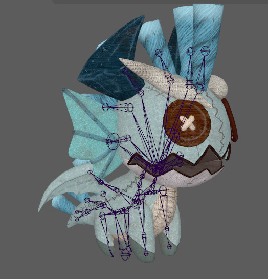 Four stylized small fire dragon dinosaurs with skeletal skin Low-poly 3D model_7