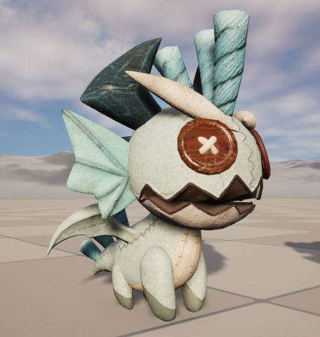 Four stylized small fire dragon dinosaurs with skeletal skin Low-poly 3D model_4