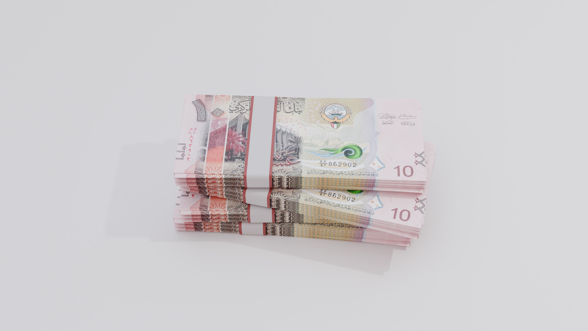 10 Kuwait Kuwaiti Dinar Currency Low-poly 3D model_3