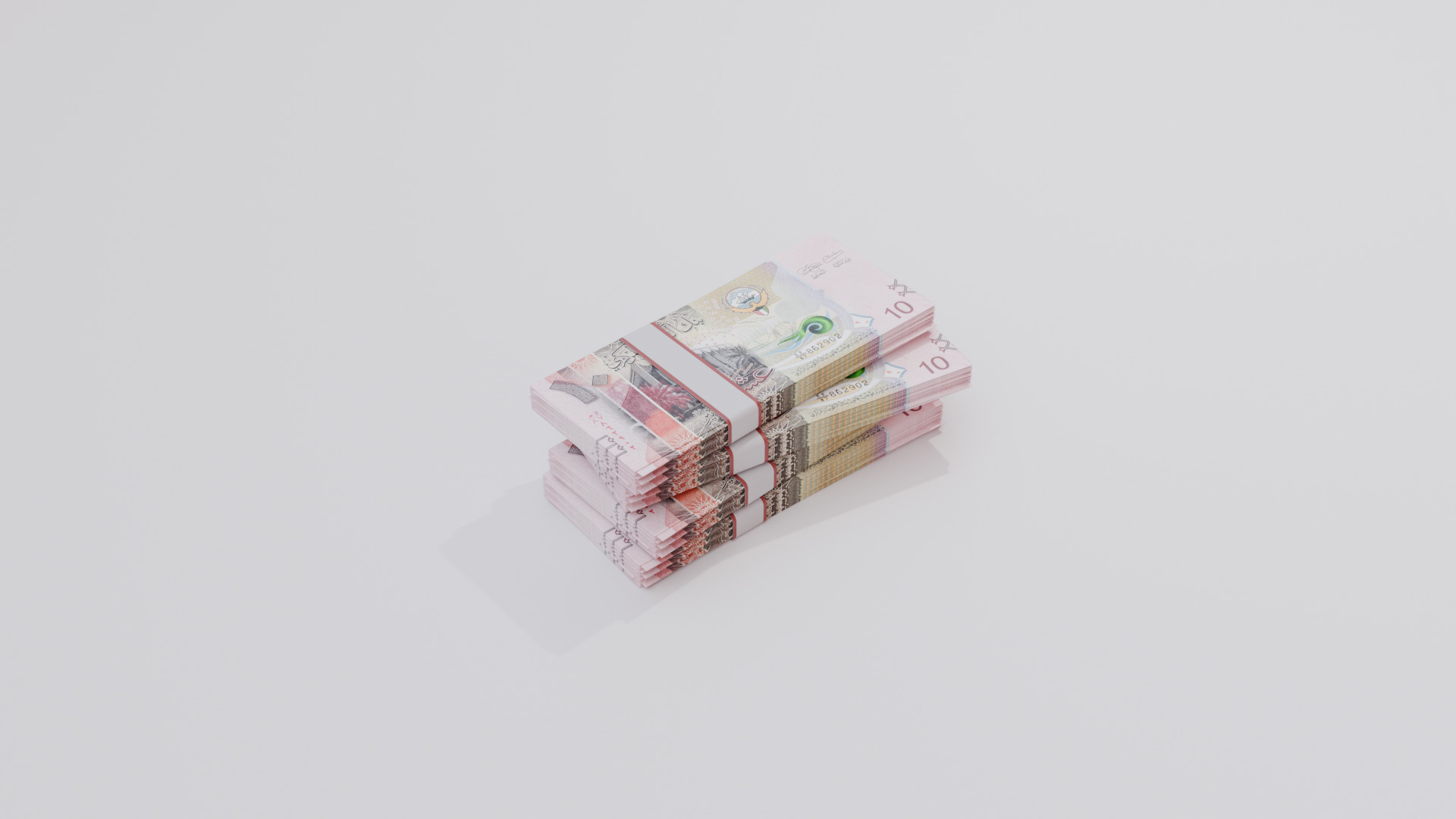10 Kuwait Kuwaiti Dinar Currency Low-poly 3D model_5
