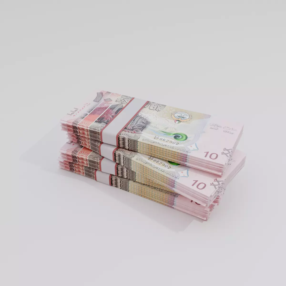 10 Kuwait Kuwaiti Dinar Currency Low-poly 3D model_0