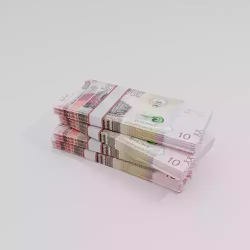 10 Kuwait Kuwaiti Dinar Currency Low-poly 3D model