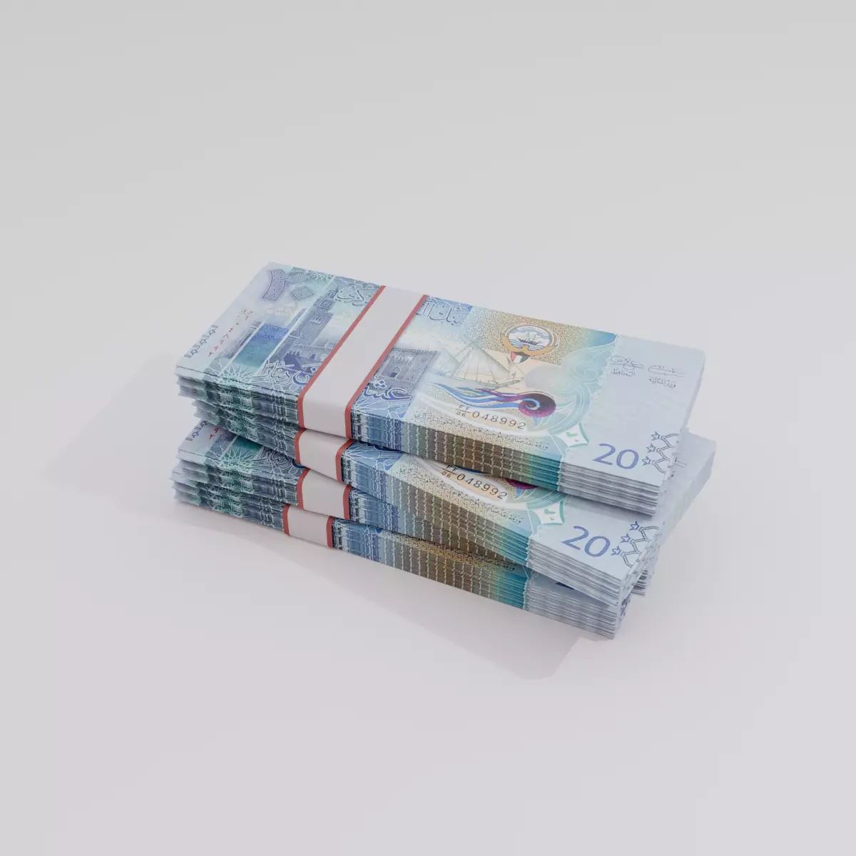 20 Kuwait Kuwaiti Dinar Currency Low-poly 3D model_0